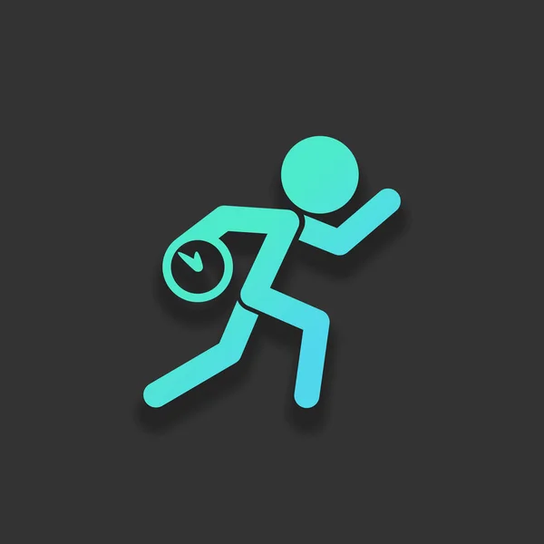 Running Man Met Klok Eenvoudige Pictogram Laat Een Onaangename Situatie — Stockvector