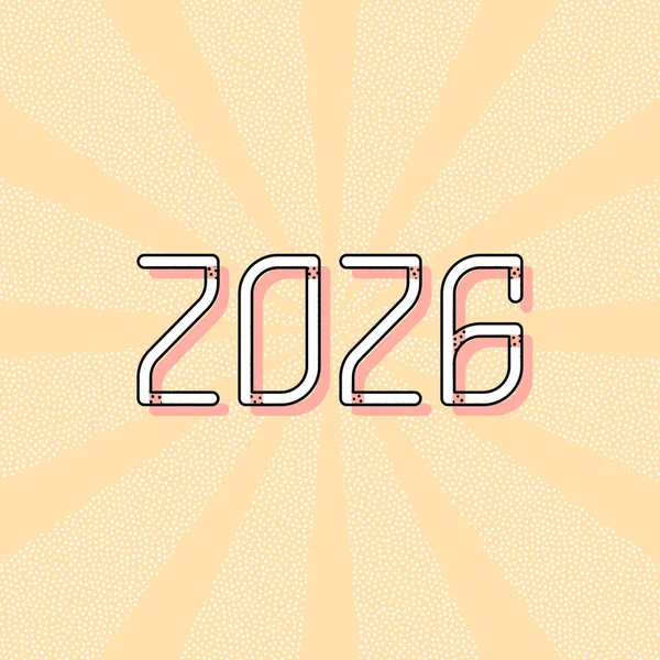 2026 Liczba Ikona Szczęśliwego Nowego Roku Vintage Retro Typografia Efektem — Wektor stockowy