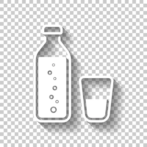 Botella Agua Con Burbujas Vaso Vidrio Icono Simple Icono Blanco — Vector de stock