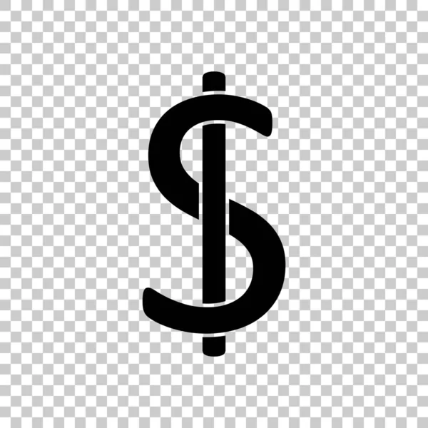 Signo Dólares Icono Símbolo Usd Icono Negro Sobre Fondo Transparente — Vector de stock