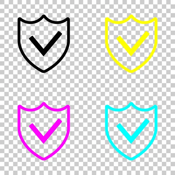 koruma başarı. basit simgesi. Cmyk simgeleri şeffaf arka plan üzerinde renkli dizi