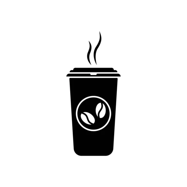 Bir Fincan Sıcak Kahve Simgesi Beyaz Arka Planda Siyah Simgesi — Stok Vektör