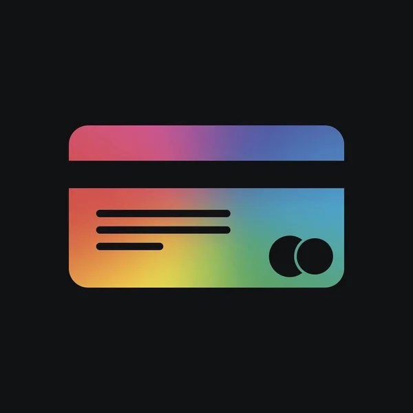 Plastikkreditkartensymbol Regenbogenfarbe Und Dunkler Hintergrund — Stockvektor