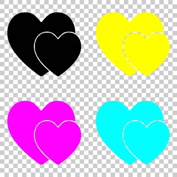 Cœurs Simple Icône Ensemble Coloré Icônes Cmyk Sur Fond Transparent — Image vectorielle