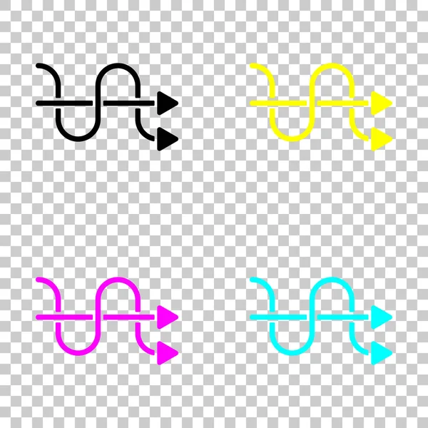 çapraz ok. basit siluet. Cmyk simgeleri şeffaf arka plan üzerinde renkli dizi