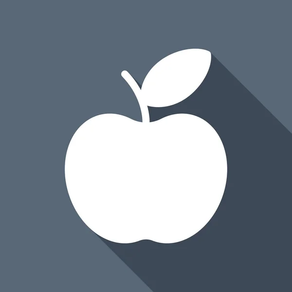 Проста Значок Яблука Біла Плоска Піктограма Довгою Тінь Фоні — стоковий вектор
