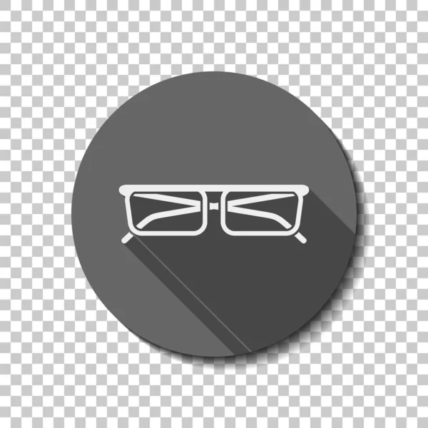 Brillensymbol Weißes Flaches Symbol Mit Langem Schatten Kreis Auf Transparentem — Stockvektor