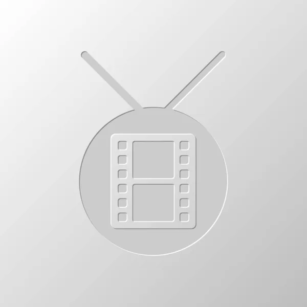 Círculo Televisión Con Icono Tira Película Diseño Papel Símbolo Cortado — Vector de stock