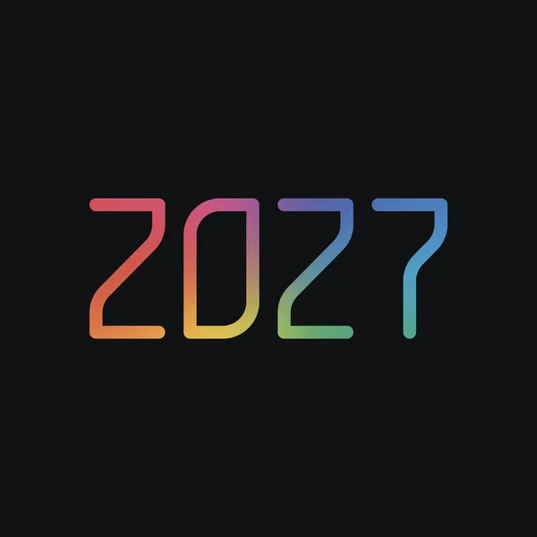 2027 Sayı Simgesi Yeni Yılınız Kutlu Olsun Gökkuşağı Rengi Koyu — Stok Vektör