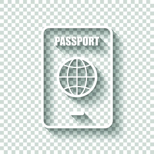 Passaporte Ícone Simples Ícone Branco Com Sombra Fundo Transparente — Vetor de Stock