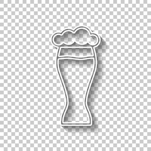 Beer Glass Simple Linear Icon Thin Outline White Outline Sign — Stock Vector