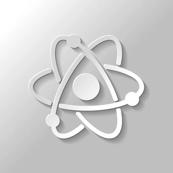 Επιστημονική Atom Σύμβολο Απλό Εικονίδιο Χαρτί Στυλ Σκιά Γκρίζο Φόντο — Διανυσματικό Αρχείο