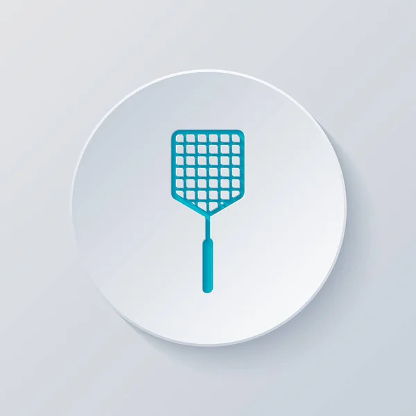 Fly Swatter Icône Couper Cercle Avec Des Couches Grises Bleues — Image vectorielle