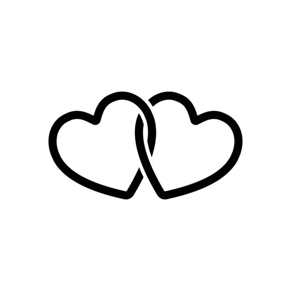 bağlantılı kalp simgesi. Beyaz arka planda siyah simgesi