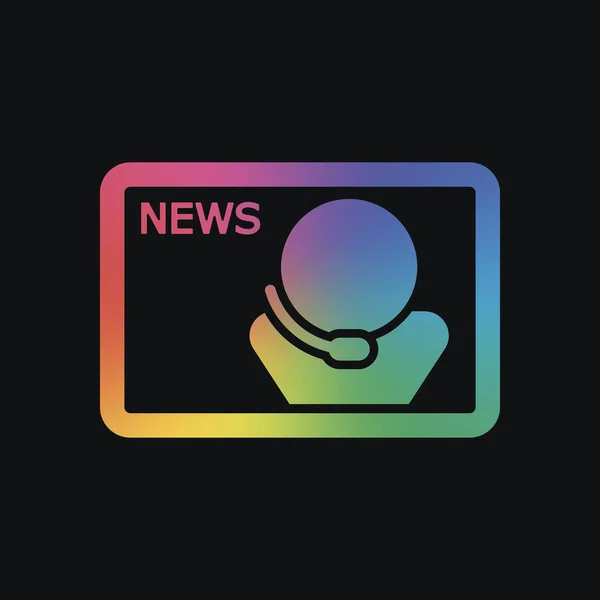 Nachrichten Mit Sprecher Regenbogenfarbe Und Dunkler Hintergrund — Stockvektor