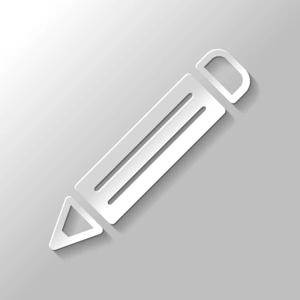 Простий Символ Олівця Стиль Паперу Тіні Сірому Фоні — стоковий вектор