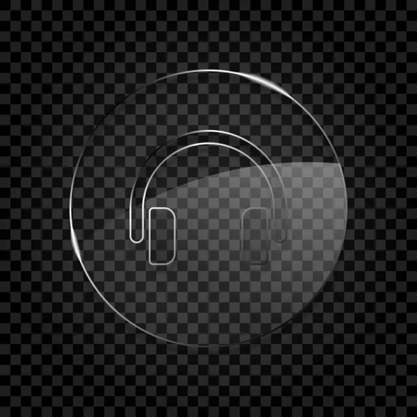 Simple Headphones Icon Icon Circle Glass Bubble Dark Transparent Grid — Stock Vector