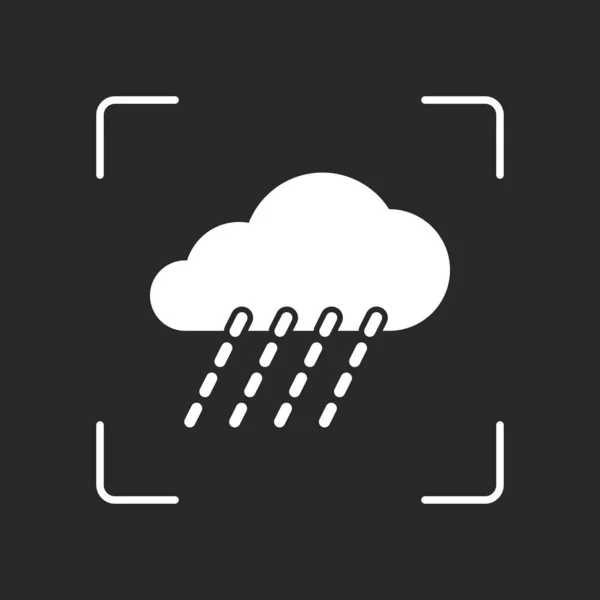 Rain Weather Icon White Object Camera Autofocus Dark Background — Stock Vector