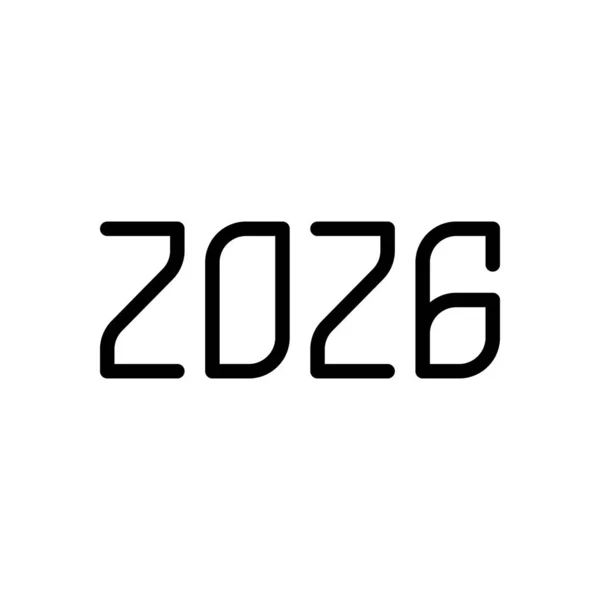 2026 数字アイコン 明けましておめでとう 白地に黒 — ストックベクタ