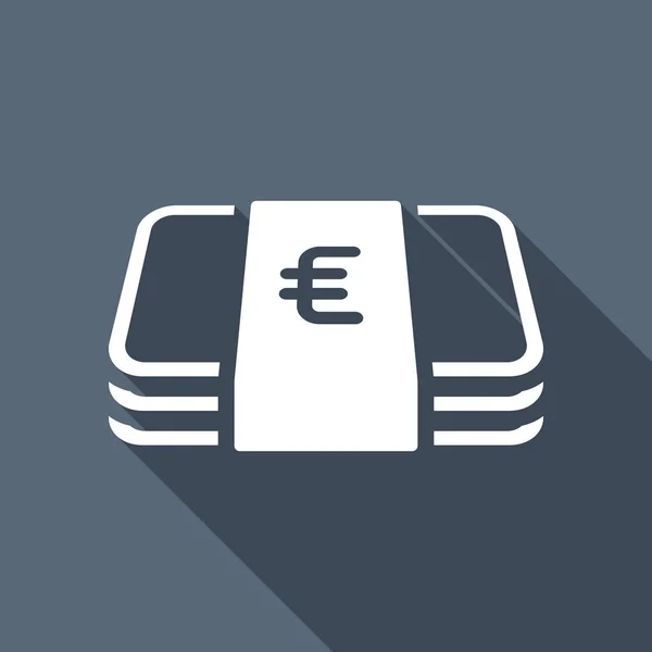 ユーロのお金のバウチァのパック ビジネス アイコン 背景上の長い影のついた白いフラット アイコン — ストックベクタ