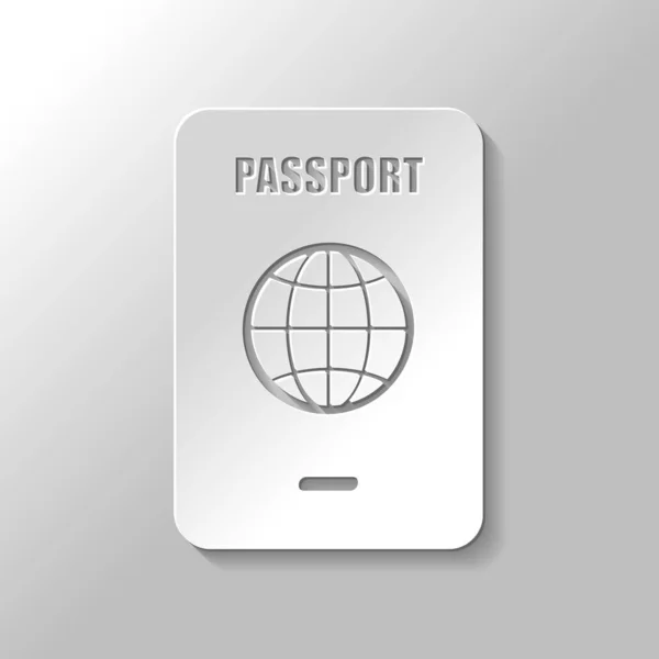 Pasaporte Icono Simple Estilo Papel Con Sombra Sobre Fondo Gris — Vector de stock