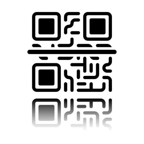 Numérisation Code Icône Technologique Icône Noire Avec Réflexion Miroir Sur — Image vectorielle