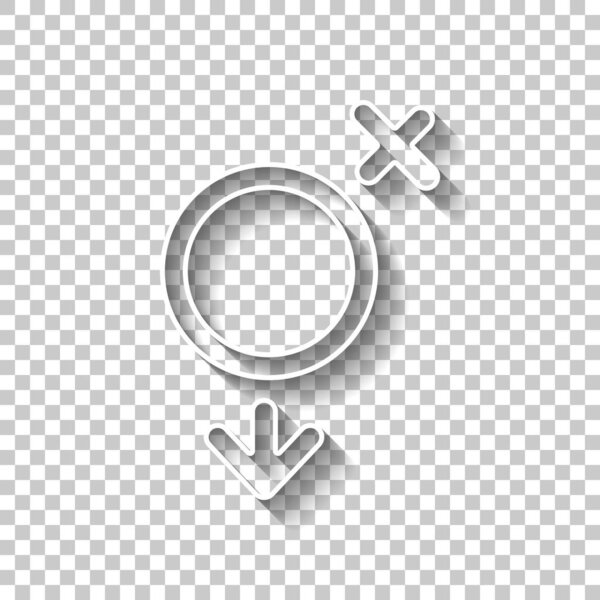 gender symbol. linear symbol. simple transgender icon. White outline sign with shadow on transparent background