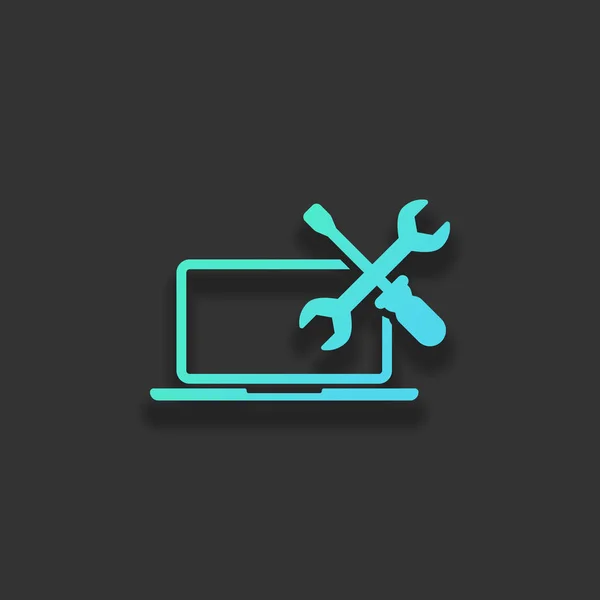 Notebook Servis Barevné Logo Koncept Měkký Stín Tmavém Pozadí Ikony — Stockový vektor