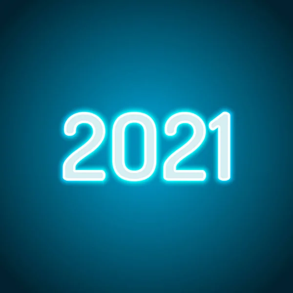 2021 Ikona Numer Szczęśliwego Nowego Roku Neon Styl Ikona Światła — Wektor stockowy