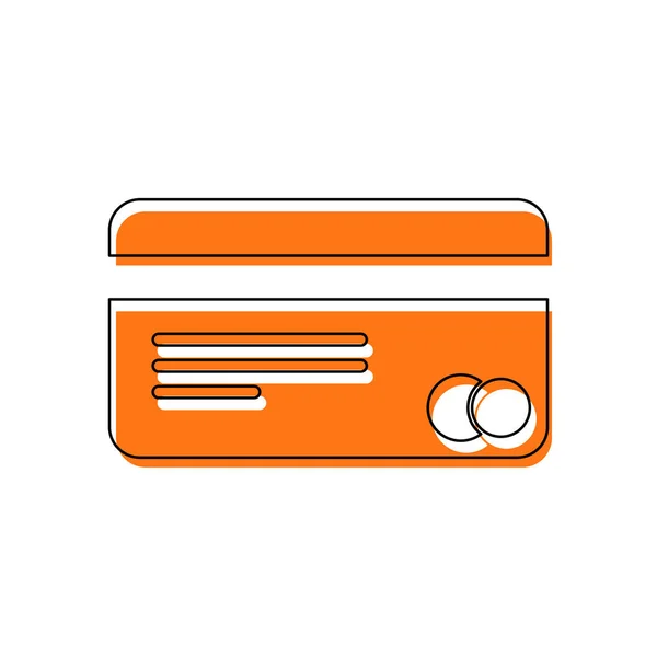 Plastikkreditkartensymbol Isoliertes Symbol Bestehend Aus Schwarzer Dünner Kontur Und Orangefarbener — Stockvektor