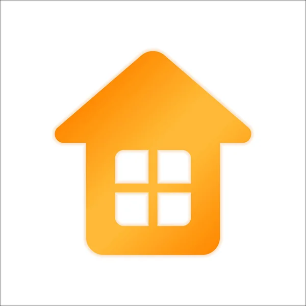 Icono Casa Simple Signo Naranja Con Poca Luz Sobre Fondo — Archivo Imágenes Vectoriales