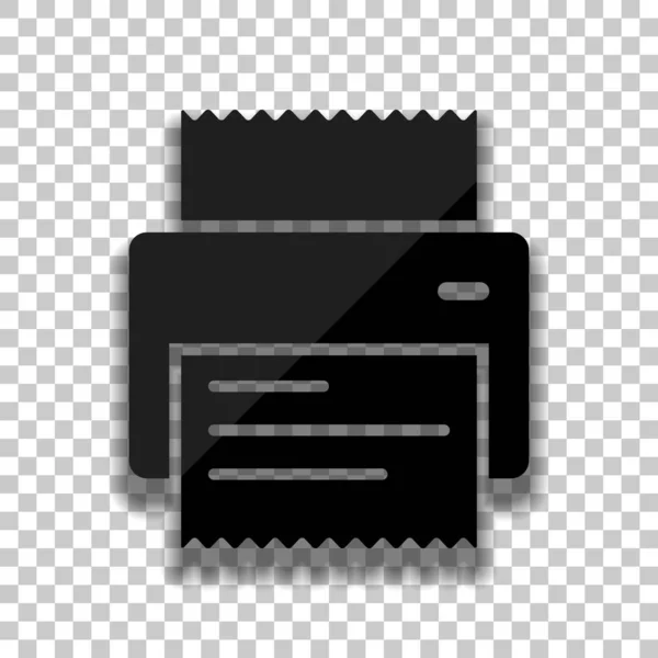 Imprimante Reçu Icône Simple Icône Verre Noir Avec Ombre Douce — Image vectorielle