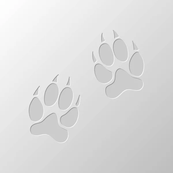 Animal Tracks Icon Diseño Papel Símbolo Cortado Estilo Entallado — Vector de stock