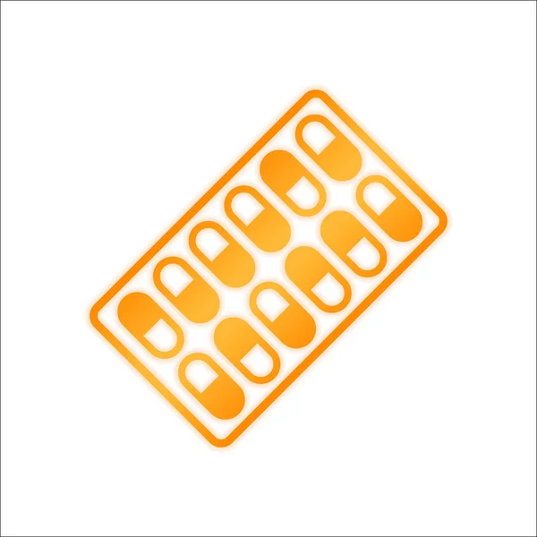 Pack Pills Icon Segno Arancione Con Scarsa Luce Sfondo Bianco — Vettoriale Stock