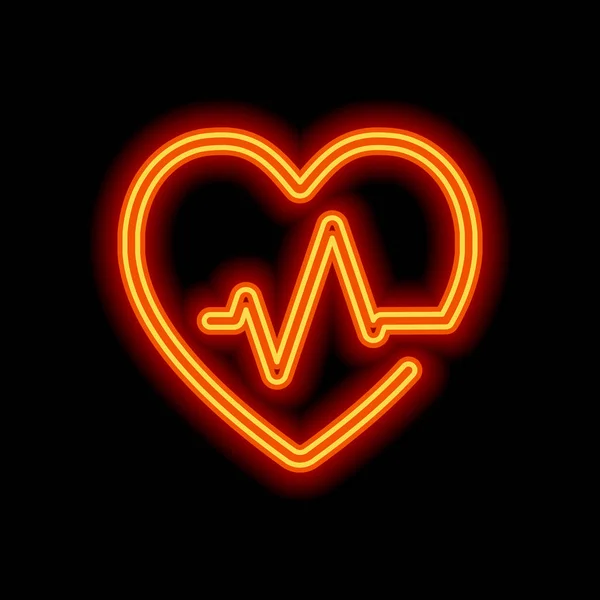 Сердце Пульс Один Стиль Линии Линейная Иконка Тонким Контуром Оранжевый — стоковый вектор
