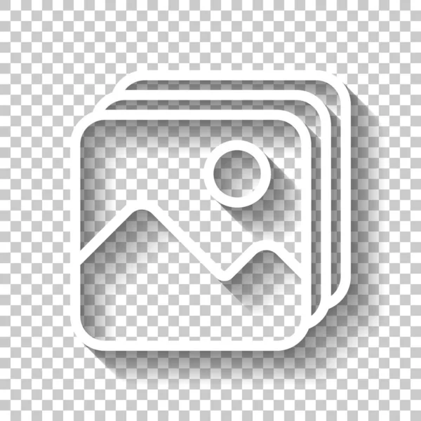Einfache Stapel Von Bildern Weißes Symbol Mit Schatten Auf Transparentem — Stockvektor