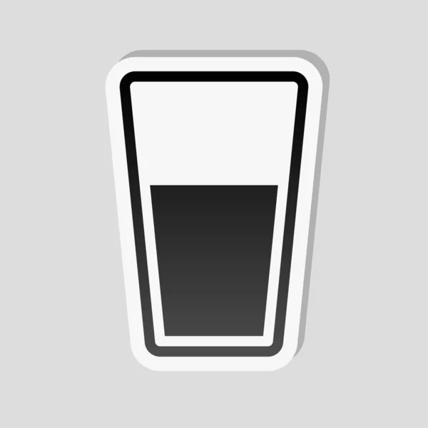 Bicchiere Icona Dell Acqua Stile Adesivo Con Bordo Bianco Ombra — Vettoriale Stock