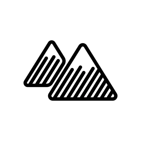 山のアイコン 細い輪郭と直線的なスタイル — ストックベクタ
