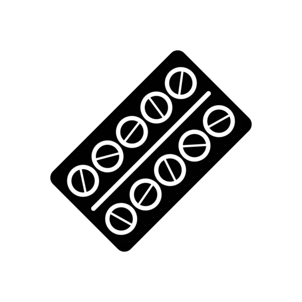Икона Таблетки Черный Значок Белом Фоне — стоковый вектор
