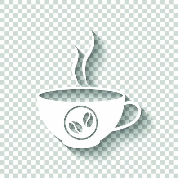 Φλιτζάνι Ζεστό Καφέ Εικονίδιο Λευκό Εικονίδιο Σκιάς Διαφανές Φόντο — Διανυσματικό Αρχείο