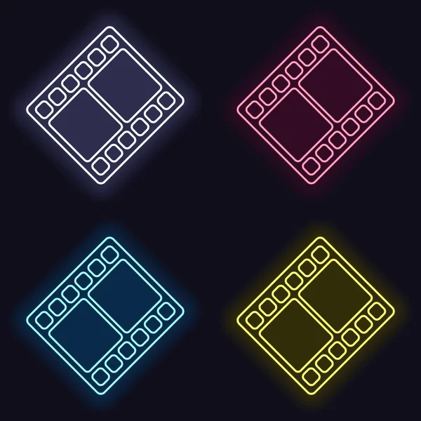 Film şeridi. basit siluet. Moda neon işareti kümesi. Koyu arka plan üzerinde casino tarzı. Seamless modeli