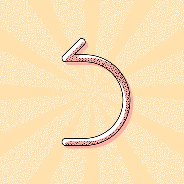 Basit ok, geriye doğru. Doğrusal, ince anahat. Retro Vintage tipografi ofset baskı etkisi ile. Çizgi roman pop sanat arka plan ile nokta poster