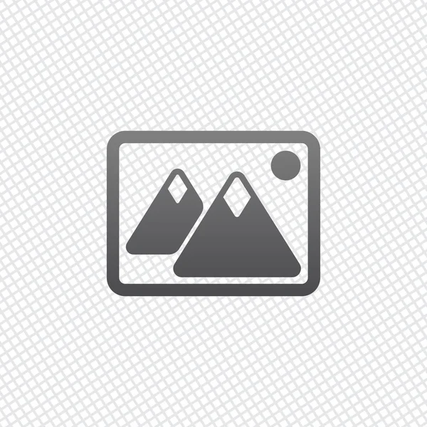 Dağlar ve güneş çift ile hayal et. Basit simgesi. Kılavuz arka plan üzerinde