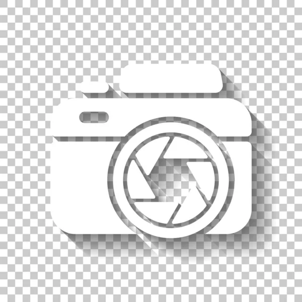 Fotokamera Mit Verschluss Einfaches Symbol Weißes Symbol Mit Schatten Auf — Stockvektor