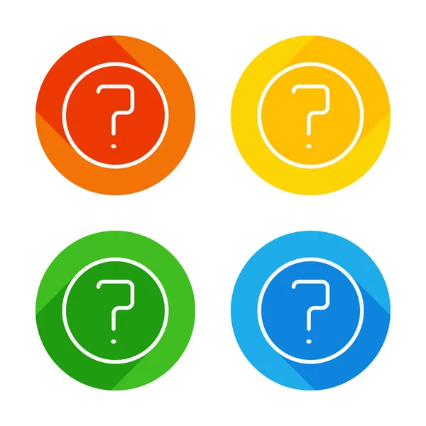 Simple Question Circle Linear Thin Outline Flat White Icon Colored — Stock Vector