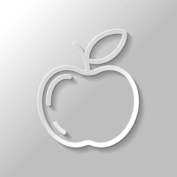 Ikonę Apple Proste Sylwetka Zarys Styl Papieru Cienia Szarym Tle — Wektor stockowy