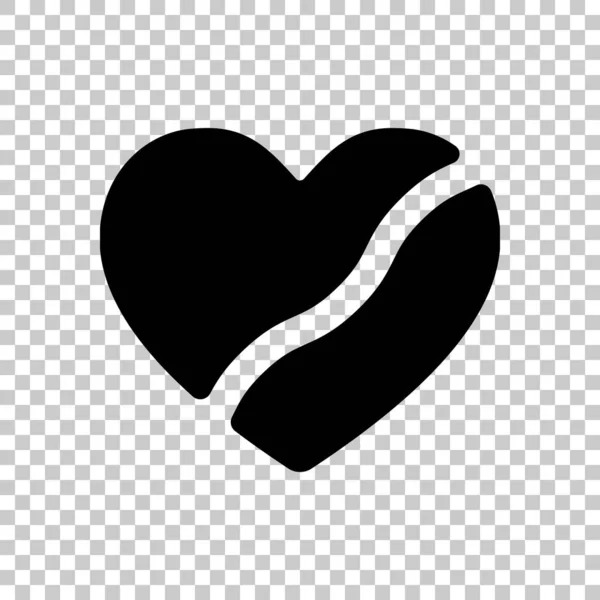 破碎的心 破裂的关系 离婚的图标透明背景上的黑色符号 — 图库矢量图片