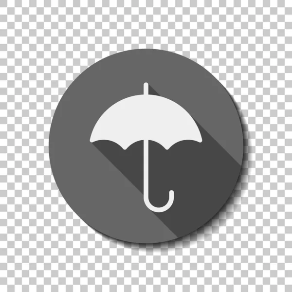 Umbrella Icon White Flat Icon Long Shadow Circle Transparent Background — Stock Vector