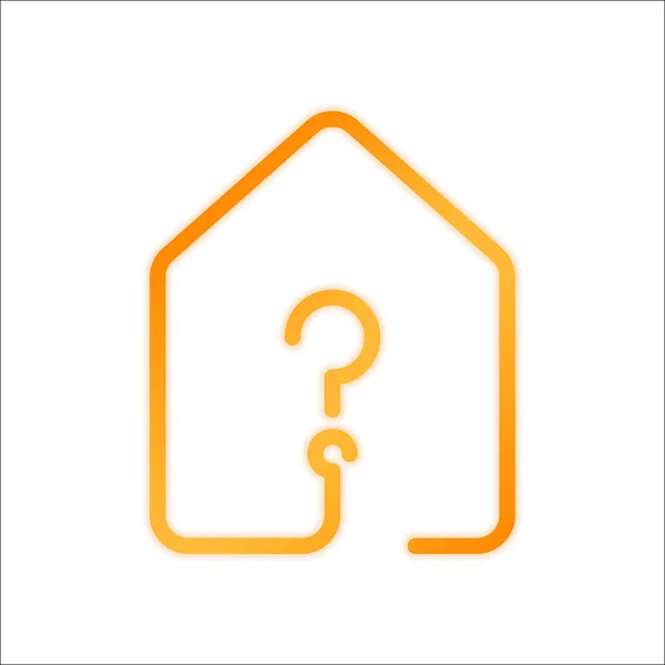 Casa Con Icona Punto Interrogativo Stile Linea Segno Arancione Con — Vettoriale Stock
