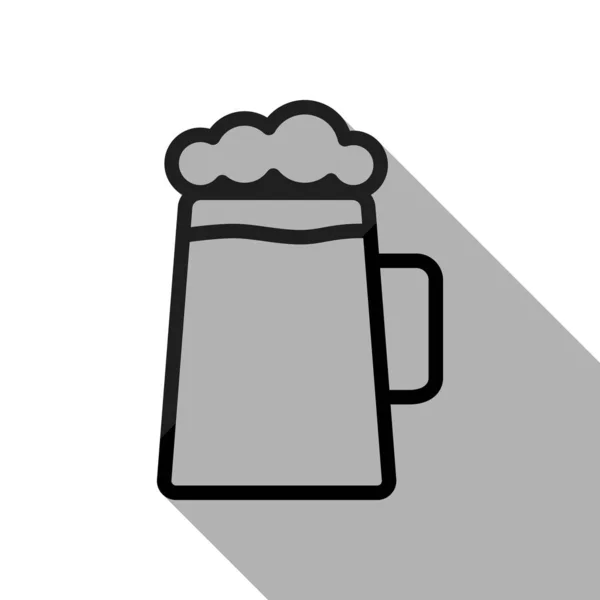 Bier Glazen Beker Eenvoudige Lineaire Pictogram Met Dunne Rand Zwarte — Stockvector